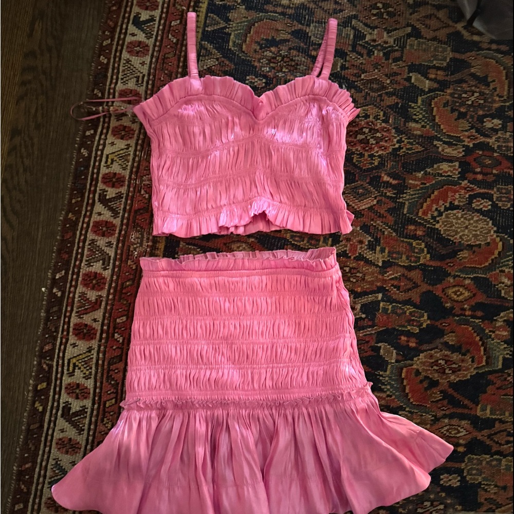 Glam Pink Ruched/Ruffled Set